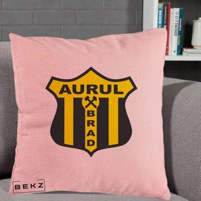 Perna Personalizata Aurul Brad Fotbal, 40x40 cm, Roz, Husa Detasabila, Perna Inclusa, BEKZ®