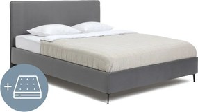 Pat dublu tapițat gri cu saltea/somieră 160x200 cm Noira Slim - Bonami Selection