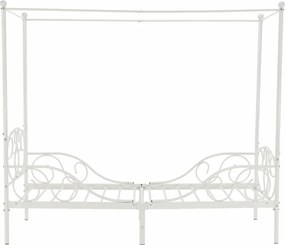 Pat metalic cu baldachin,  alb, 90x200, ADELISA