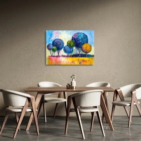 Tablou pe sticlă - Copaci, pictură în ulei (70x50 cm)