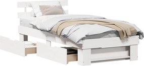 vidaXL Cadru de pat cu headboard Alb 90 x 190 cm Lemn de pin masiv