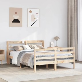 vidaXL Cadru de pat cu tăblie, 150x200 cm lemn masiv pin