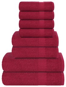 vidaXL Set prosoape 8 piese Bordeaux 360 g/m² 100% bumbac