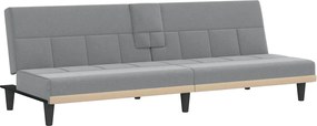 vidaXL Canapea extensibilă cu suporturi de pahar, gri deschis, textil