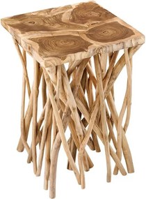 Masuta laterala, lemn de tec, design stilt, Driftwood 60cm