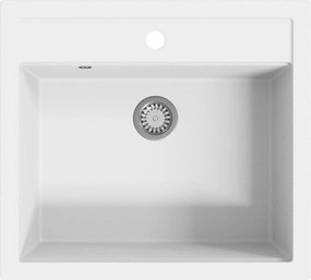 vidaXL Chiuvetă de bucătărie din granit, alb, bazin unic