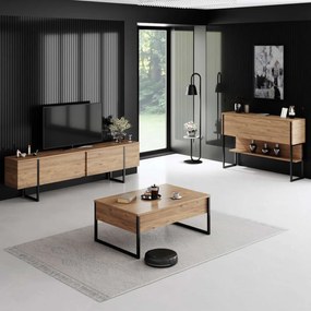 Comoda TV, Hanah Home, Luxe, 180x30x50 cm, Pin Atlantic / Negru