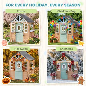 AIYAPLAY Căsuță de exterior și interior din lemn cu ușă pentru animale de companie Bucătărie de jucărie Ușă pe jumătate Lemn Natural | Aosom Romania