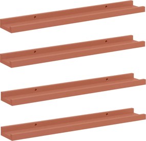 vidaXL Raft de perete cu raft 4 pcs Roșu 60 x 9 x 3 cm Lemn compozit