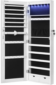 Dulap de perete cu oglinda pentru bijuterii, Artool, MDF, raft inferior, alb, 37x9.3x108 cm