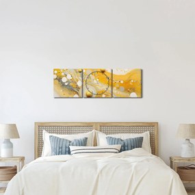 Tablou - fundal abstract cu decor de aur (cu ceas) (90x30 cm)