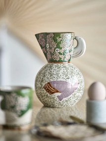 Carafă din ceramică cu pasăre și motive florale pictate manual, 14,5×21 cm, „Hezha"