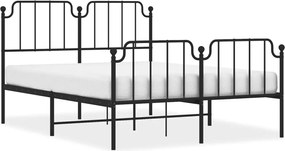 vidaXL Cadru pat metalic cu tăblie de cap/picioare , negru, 140x200 cm