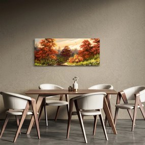 Tablou - Râu în peisaj de toamnă (120x50 cm)