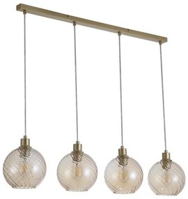 Lustra cu 4 pendule metal auriu, sticla champanie Radiance