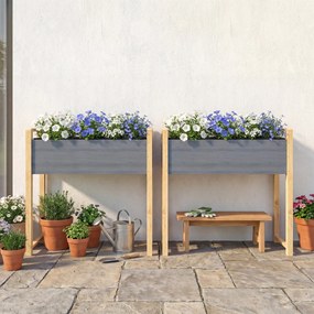 Outsunny Pat de grădină pătrat cu picioare, pat de grădină ridicat, 4 orificii de drenaj și țesătură nețesută, 98 x 37 x 90 cm, gri | Aosom Romania