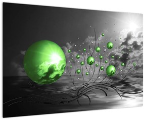 Tabloul bilelor verzi abstracte (90x60 cm)