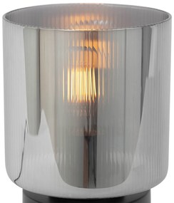 Lampa de masa Art Deco neagra cu sticla fumurie - Laura