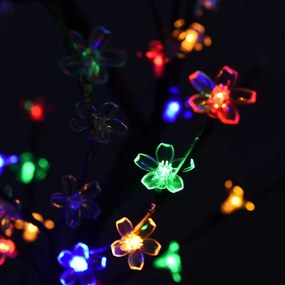 Pom Craciun, 128 LED-uri lumina colorata, flori de cires, 120cm 1, Multicolour, 120 cm