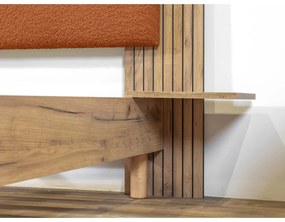 Pat matrimonial portocaliu cu somieră 140x190 cm Lior – Bobochic Paris