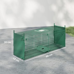Outsunny Cusca Capcana pentru Animale Vii Mici cu Usa Dubla si Maner , 60x18x20cm, Verde Inchis | Aosom Romania