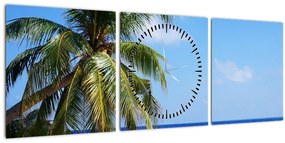 Tablou cu palmier pe plajă (cu ceas) (90x30 cm)