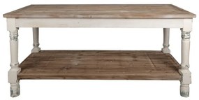Masă de prezentare shabby chic, cu finisaj alb antichizat, Clarisse, 180x70x85 cm