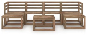 Set mobilier de gradina, 7 piese, maro, lemn de pin tratat