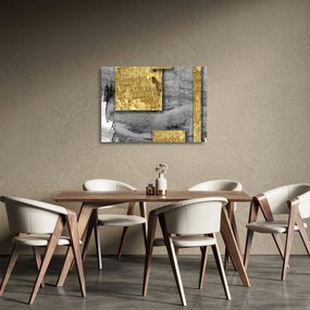 Tablou pe sticlă - Pătrate de aur N⁰2 (70x50 cm)