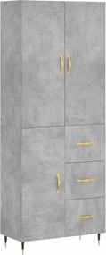 vidaXL Dulap înalt, gri beton, 69,5x34x180, lemn compozit