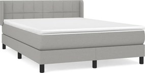 vidaXL Pat box spring cu saltea, gri deschis, 140x190 cm, textil