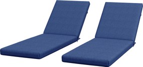 Outsunny Set de 2 saltele pentru șezlong/transat de soare cu chingi de prindere pentru grădină, Albastru | Aosom Romania