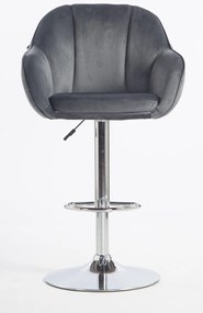 HR2055W Scaun Grafit din Catifea cu Bază Cromata