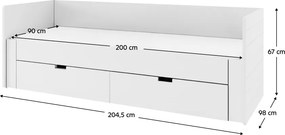 Patul extensibil, alb, 90/180x200, ANTONY