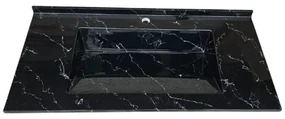 Lavoar(chiuveta) baie compozit granit, cu sifon ascuns, HouseXL LuxMarble, 71x47 cm, montaj pe blat sau masca, antibacterian, aspect marmurat
