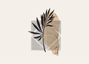 Tablou pe sticlă - Abstracție cu frunze tropicale N⁰1 (70x50 cm)