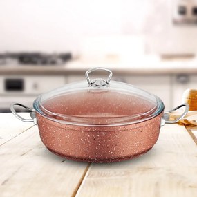 Cratiță din aluminiu cu capac Güral Porselen Classic, ø 30 cm, roz