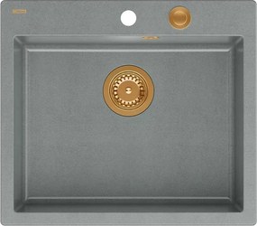 Chiuveta compozit incastrata Quadron Unique Morgan 110 gri - cupru 57x50 cm