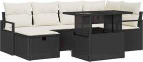 vidaXL Set de canapele pentru grădină cu pernă 7 pcs Negru Rattan poli