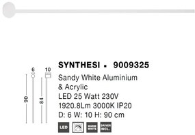 Aplica LED de perete design minimalist Synthesi alb H-90cm