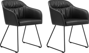 Set 2 scaune Tampa negre piele ecologica 46/58/79,5 cm