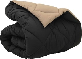 vidaXL Duvet de iarnă Negru și Taupe 140 x 220 cm Microfibră