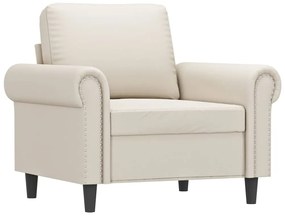 349114 vidaXL Canapea de o persoană, crem, 60 cm, piele ecologică