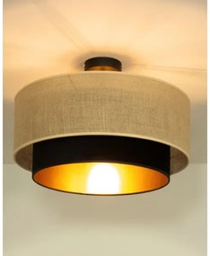 Plafonieră aplicată SARTA, 1xE27/60W/230V, Ø 45 cm, negru/jută