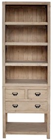 Biblioteca, natur, din lemn masiv, L78 cm, aspect rustic, Portland
