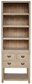 Biblioteca, natur, din lemn masiv, L78 cm, aspect rustic, Portland