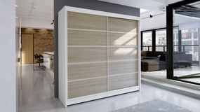 Dulap cu uși glisante Bastian IV (alb + stejar sonoma) (fără iluminare). 1059148