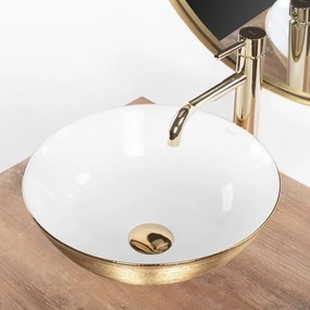 Lavoarul REA STELLA auriu periat   alb