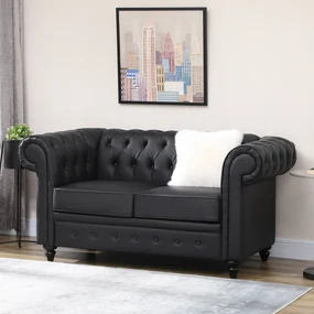 HOMCOM Canapea 2 Locuri Confortabilă, Piele Sintetică, 160x84x80 cm | Aosom Romania