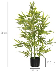 HOMCOM Plantă Artificială de Bambus Înaltă de 90 cm cu 504 Frunze din PEVA și PP Verde cu Ghiveci de Ciment Ø15x12.5 cm | Aosom Romania